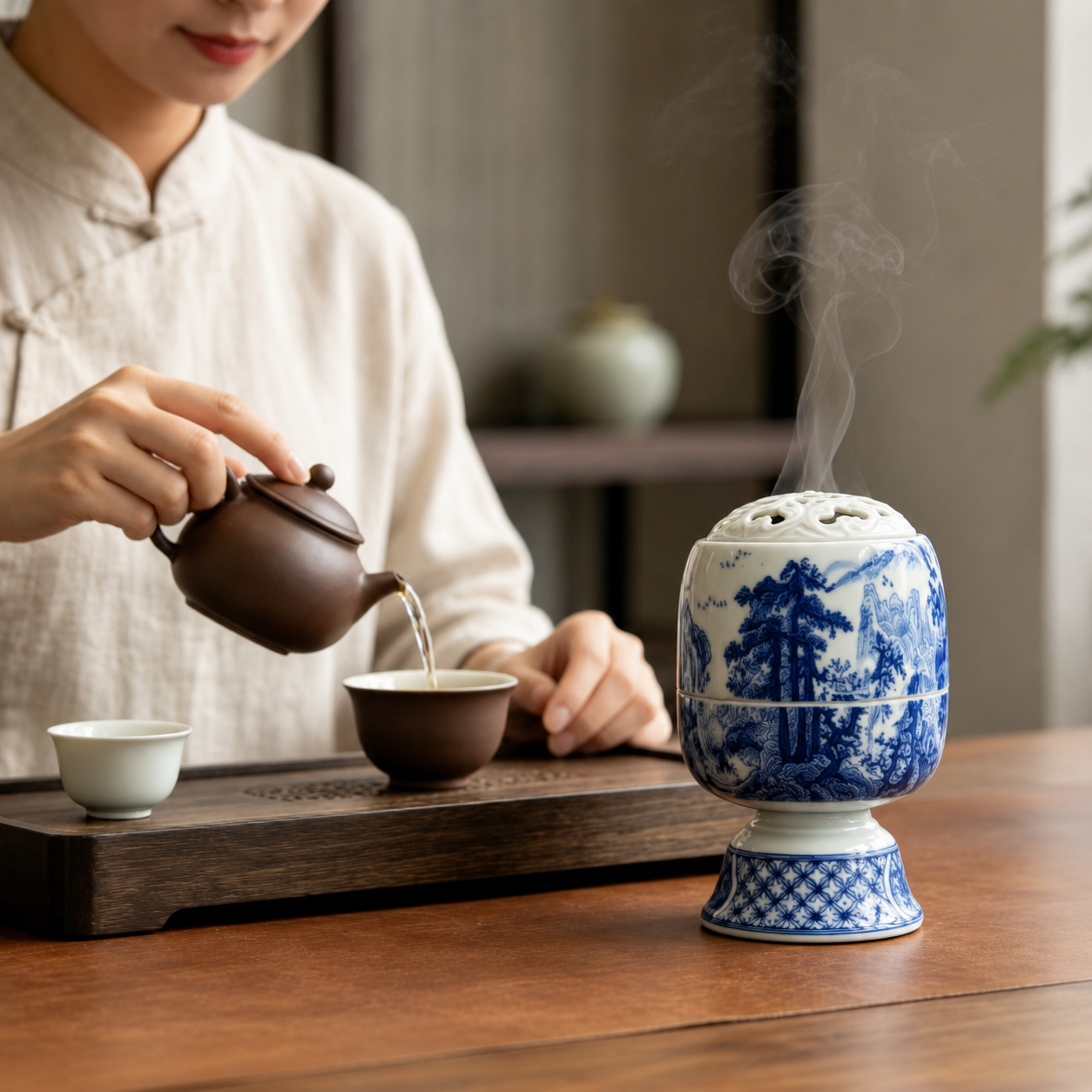 Blue-and-White Porcelain Incense Burner