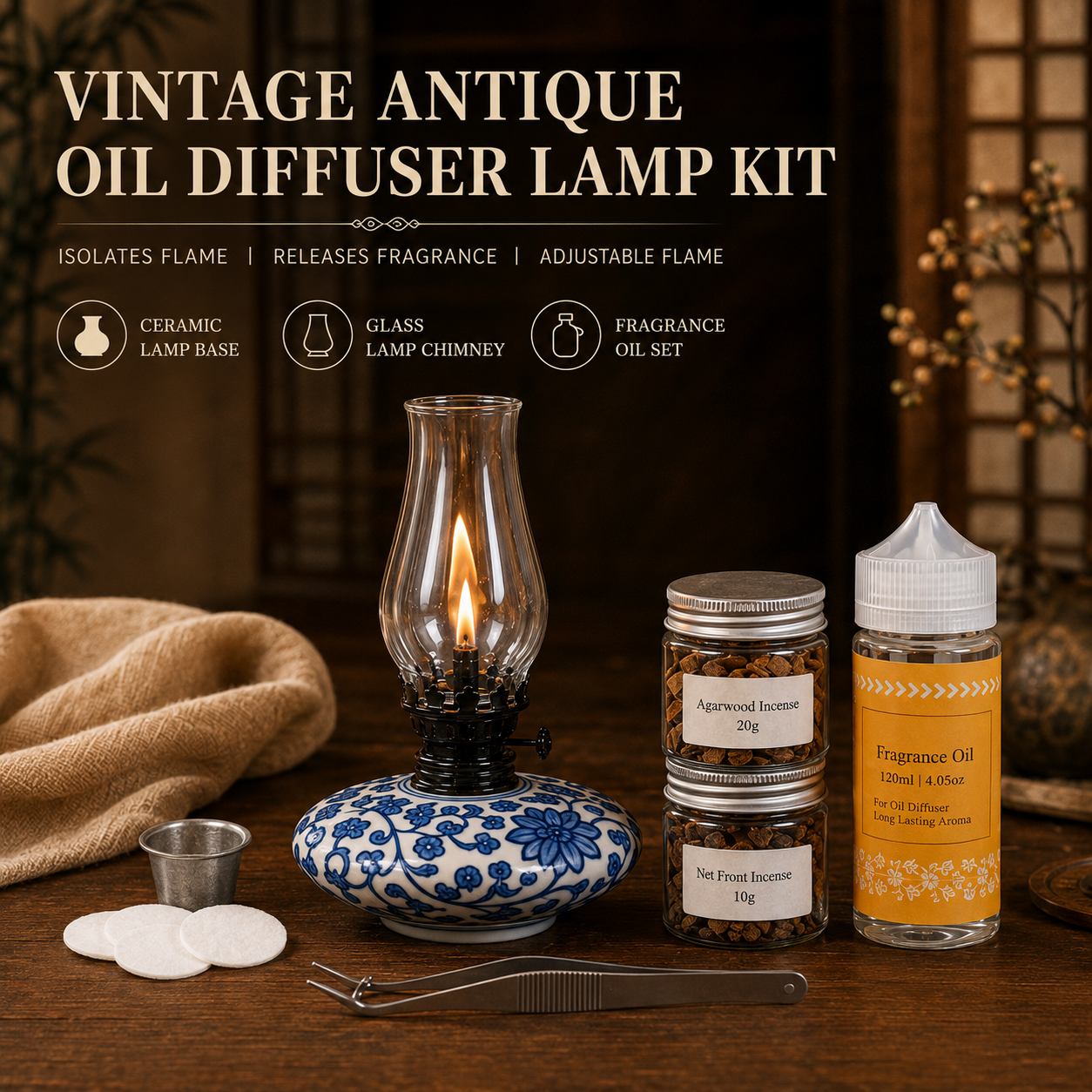 Blue-and-White Porcelain Aromatherapy Lamp