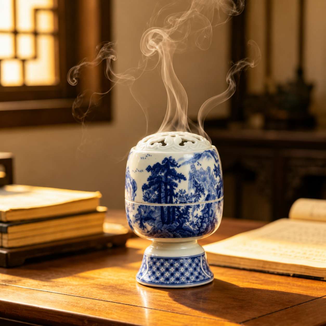 Blue-and-White Porcelain Incense Burner