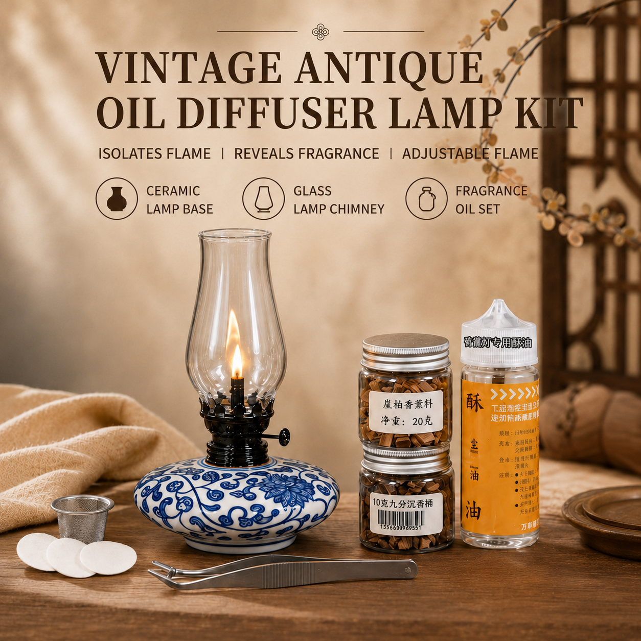 Blue-and-White Porcelain Aromatherapy Lamp